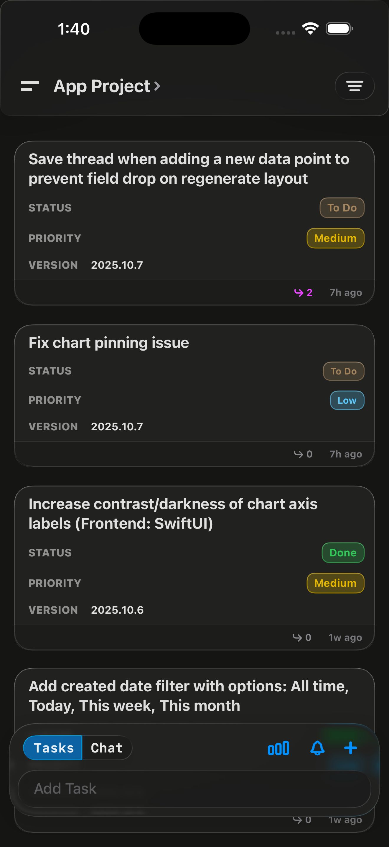 Project management list view showing organized tasks and priorities